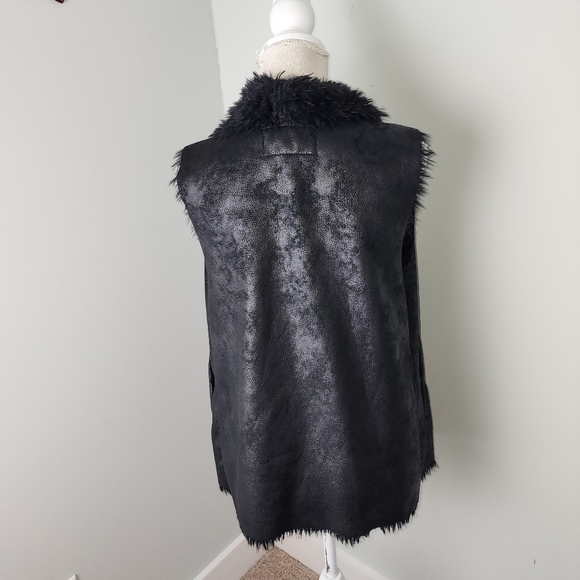 Mo Ka By Santa Fe Apparel Faux Suede And Leather Drape Vest Pockets Size Small - Picture 4 of 9
